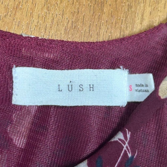 Lush Women Maroon Floral Mini Dress Sleeveless Size S - Picture 7 of 8